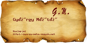 György Máté névjegykártya